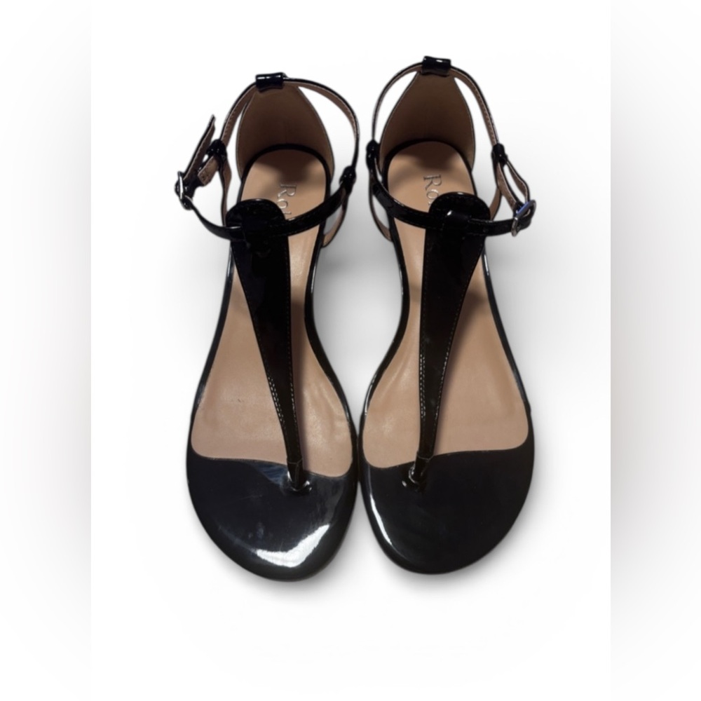 ROHB Black Patent Leather Sandals Size 7.5